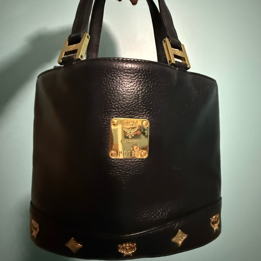 ✨RARE Vintage Mini Bucket MCM München Structured Leather Tote